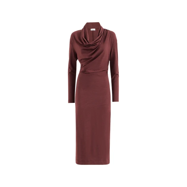 Jersey dress with monili in Red