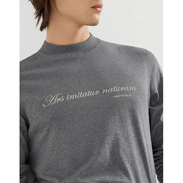 Brunello Cucinelli Jersey mock neck T-shirt in Dark Grey, view 4 | T-shirts | Coveti