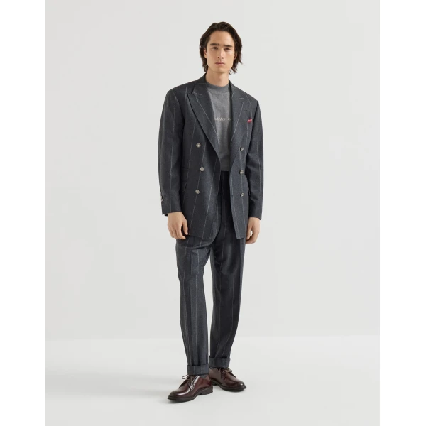 Brunello Cucinelli Jersey mock neck T-shirt in Dark Grey, view 6 | T-shirts | Coveti