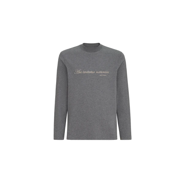 Jersey mock neck T-shirt in Dark Grey