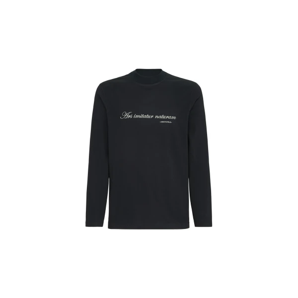 Jersey mock neck T-shirt in Navy Blue