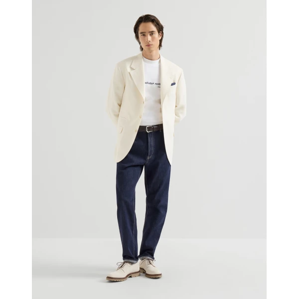 Brunello Cucinelli Jersey mock neck T-shirt in White, view 5 | T-shirts | Coveti