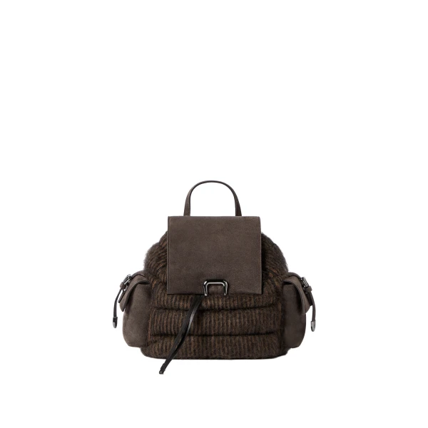Knit and suede sartorial backpack in Pepper