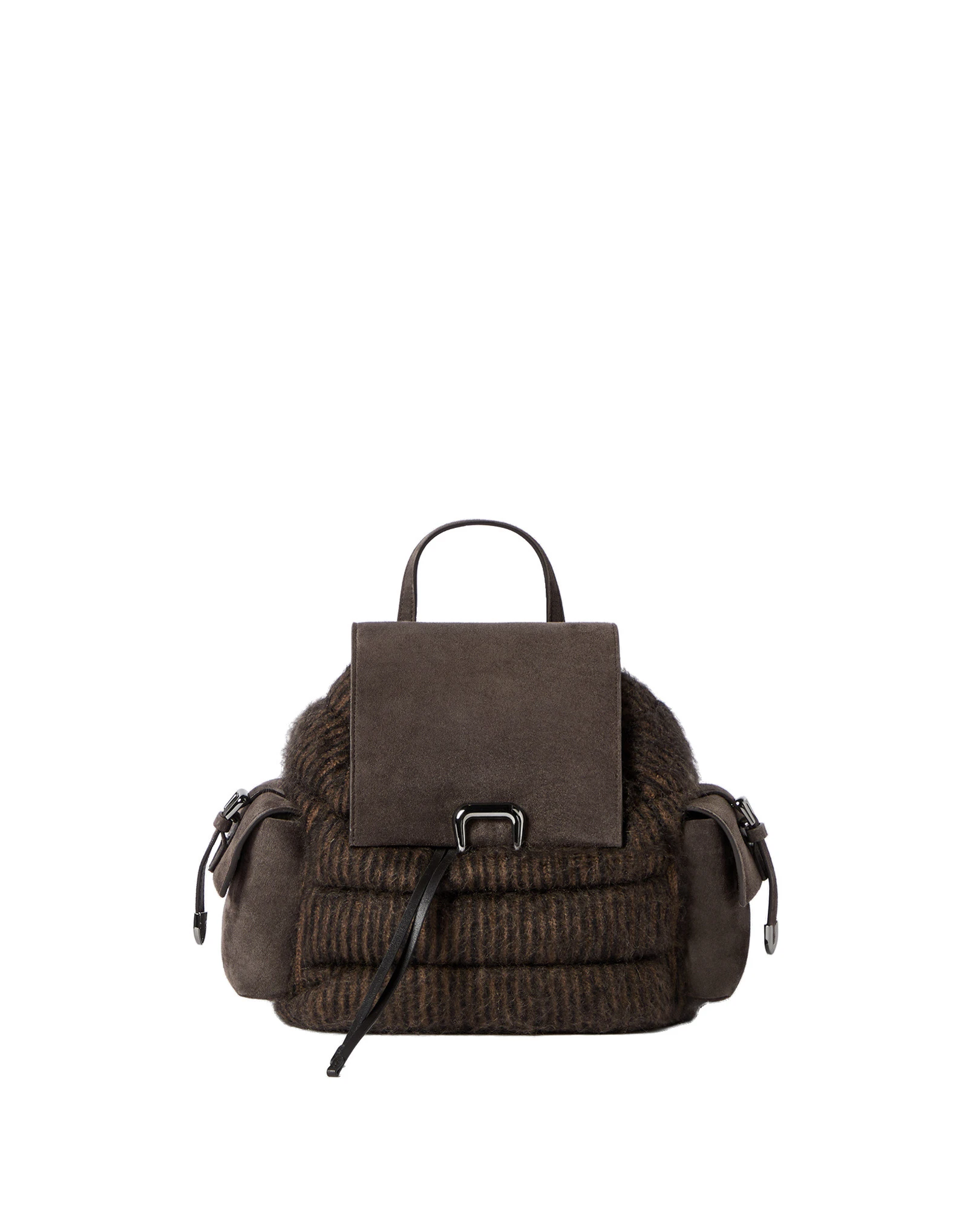 Brunello Cucinelli Knit and suede sartorial backpack in Pepper Brunello Cucinelli Knit and suede sartorial backpack in Pepper | Backpacks | Coveti