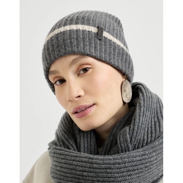 Brunello Cucinelli Knit beanie in Lead, view 3 | Hats | Coveti