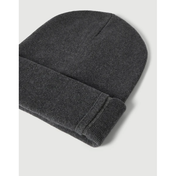 Brunello Cucinelli Knit beanie in Lignite Grey, view 2 | Hats | Coveti