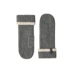 Brunello Cucinelli Knit mittens with monili in Lead | Gloves | Coveti