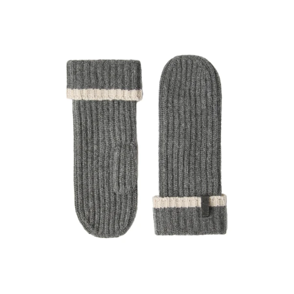 Knit mittens with monili in Lead