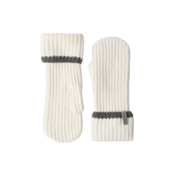 Brunello Cucinelli Knit mittens with monili in Panama | Gloves | Coveti