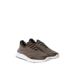 Brunello Cucinelli Knit runners with heat-bonded details in Cocoa | Sneakers | Coveti