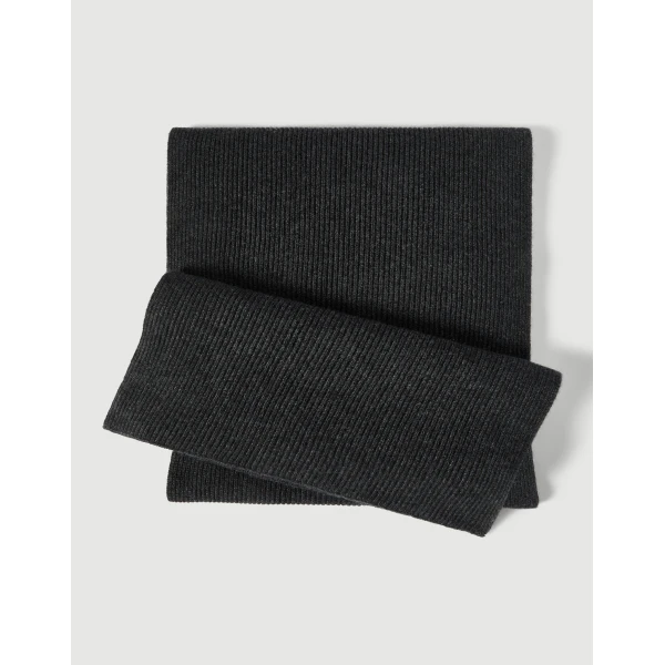 Brunello Cucinelli Knit scarf in Lignite Grey, view 2 | Scarves | Coveti
