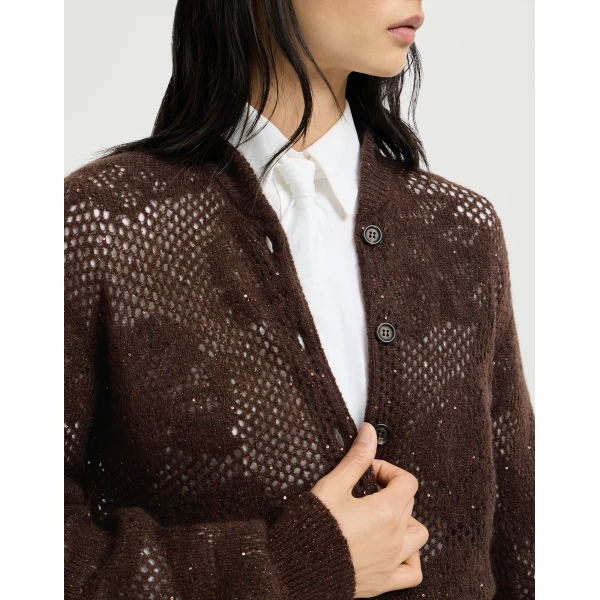 Brunello Cucinelli Lace flowers cardigan in Brown