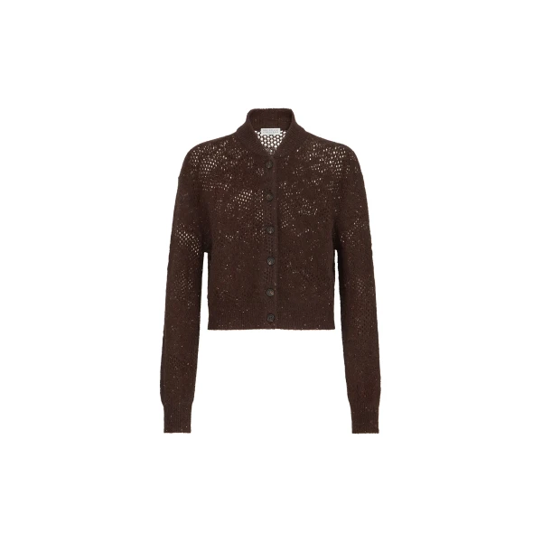 Brunello Cucinelli Lace flowers cardigan in Brown