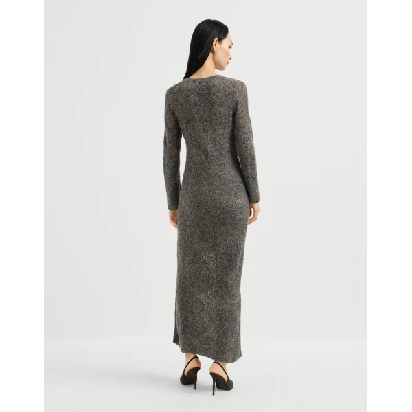 Brunello Cucinelli Lace flowers dress in Lead