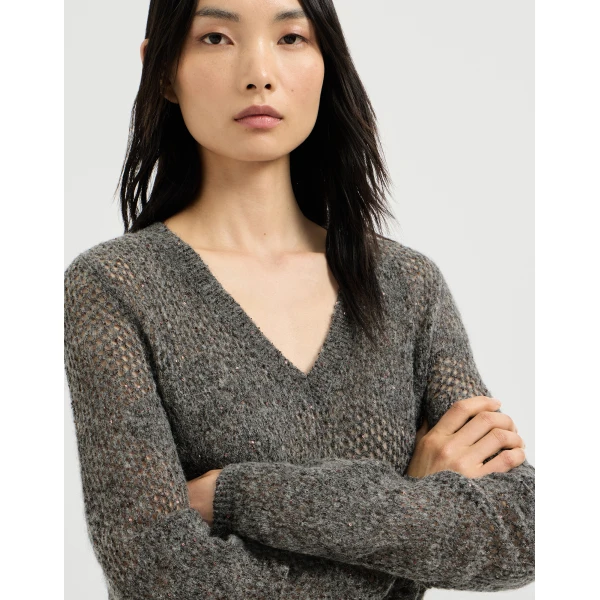 Brunello Cucinelli Lace flowers dress in Lead