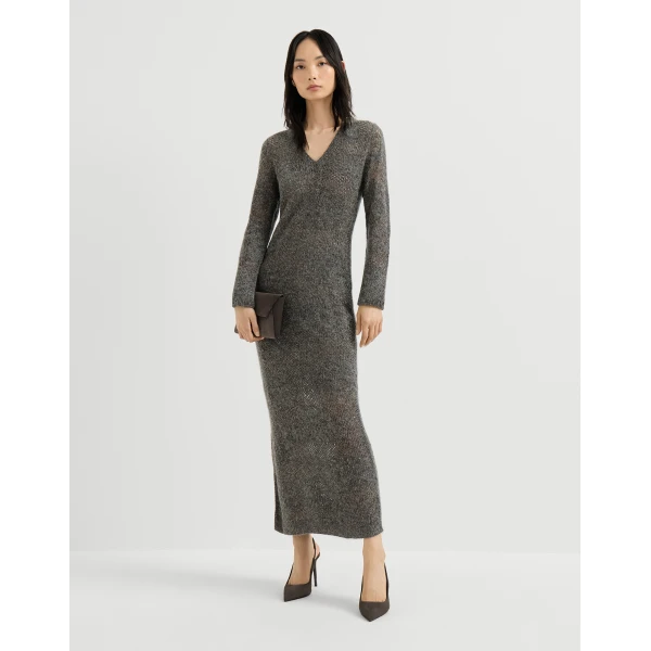 Brunello Cucinelli Lace flowers dress in Lead