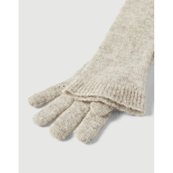 Brunello Cucinelli Lace flowers long gloves in Buff, view 2 | Gloves | Coveti