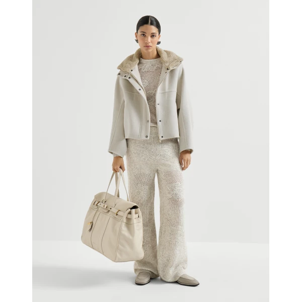 Brunello Cucinelli Lace flowers sweater in Ivory