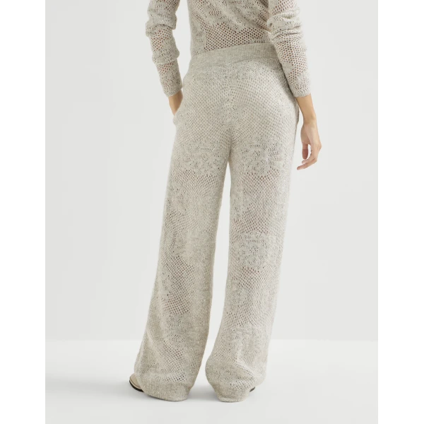 Brunello Cucinelli Lace flowers track trousers in Buff