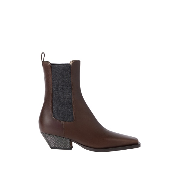 Brunello Cucinelli Leather Chelsea boots in Cocoa