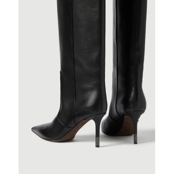 Brunello Cucinelli Leather boots in Black, view 3 | Boots | Coveti