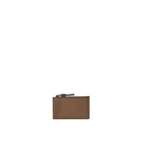 Brunello Cucinelli Leather card case in Brown Gianduia | Wallets & Purses | Coveti