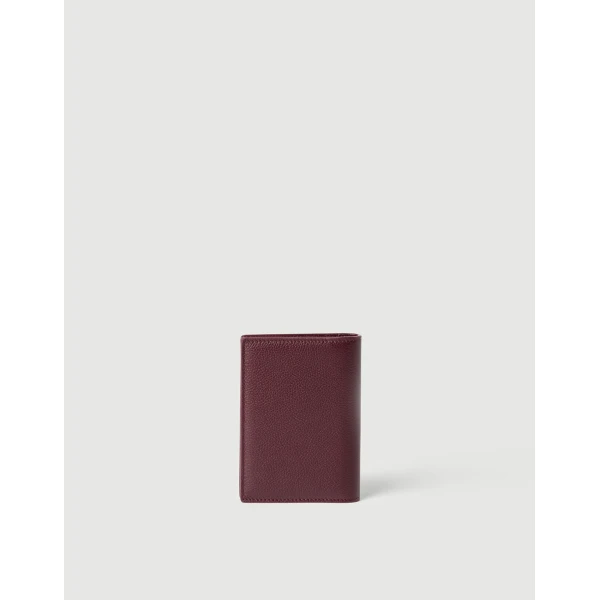 Brunello Cucinelli Leather passport holder in Amaranth, view 2 | Wallets & Purses | Coveti