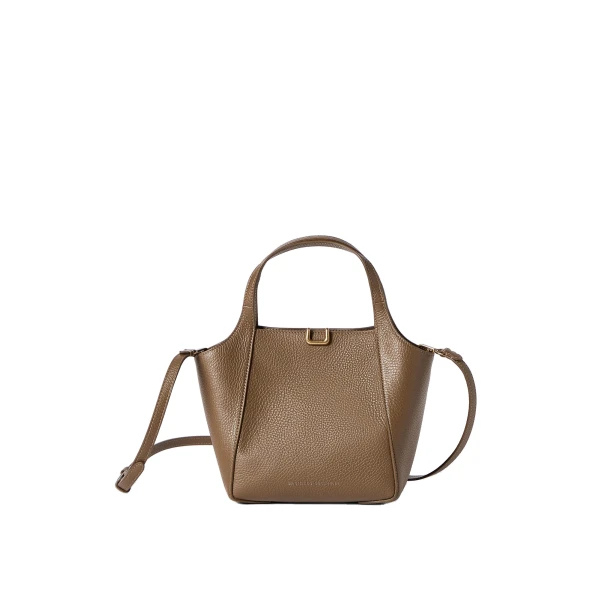 Leather sartorial small bucket bag in Mud