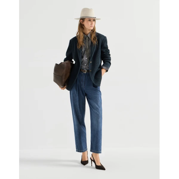 Lightweight denim five-pocket trousers in Dark Denim - Image 6