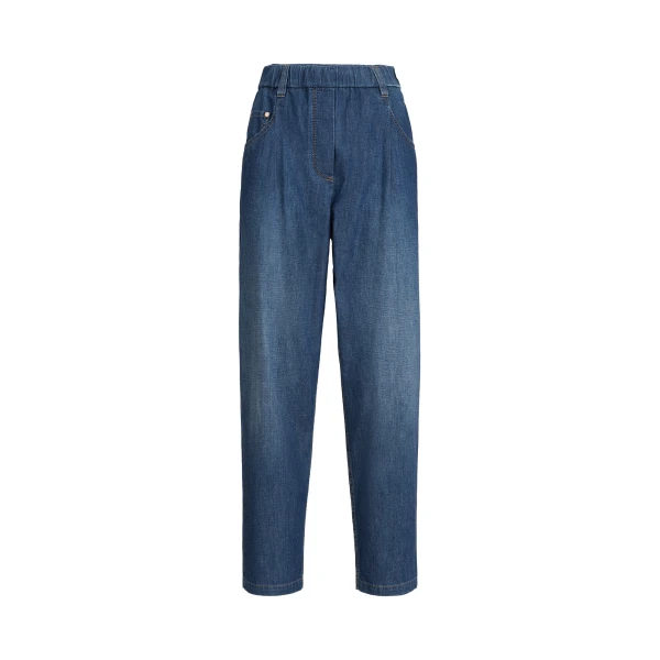 Lightweight denim five-pocket trousers in Dark Denim
