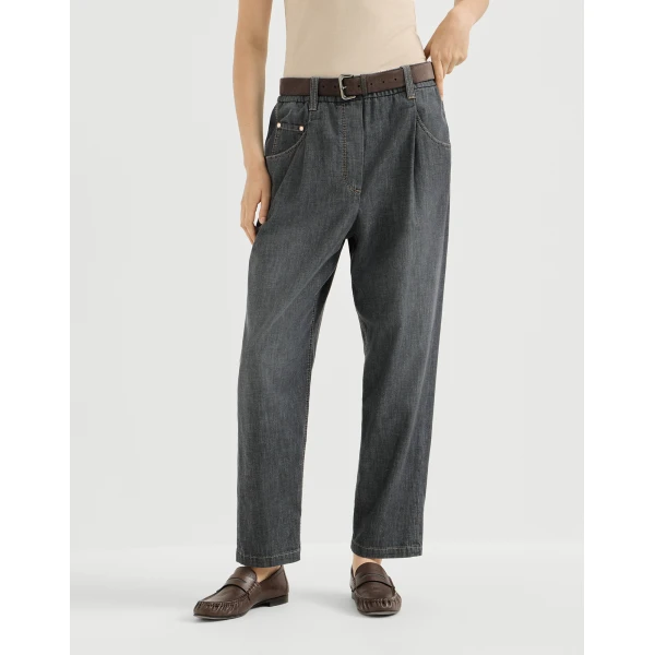 Lightweight denim five-pocket trousers in Dark Grey - Image 2