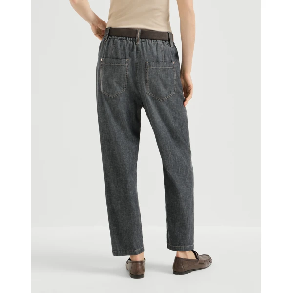 Lightweight denim five-pocket trousers in Dark Grey - Image 3