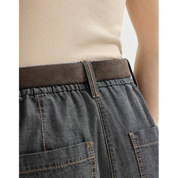 Lightweight denim five-pocket trousers in Dark Grey - Image 4
