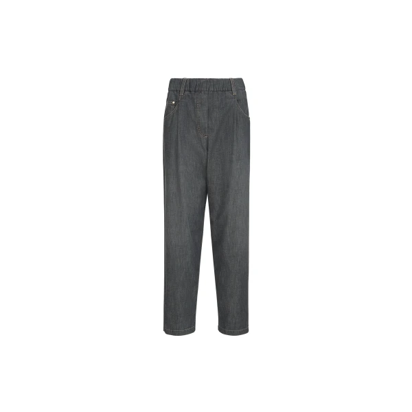 Brunello Cucinelli Lightweight denim five-pocket trousers in Dark Grey