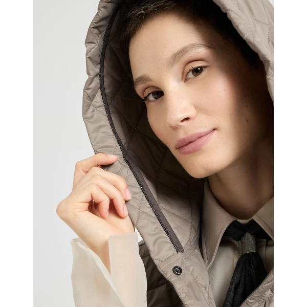 Lightweight nylon quilted vest in Light Brown - Image 4