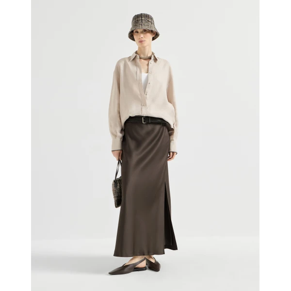 Brunello Cucinelli Linen shirt with monili in Beige, view 6 | Shirts | Coveti