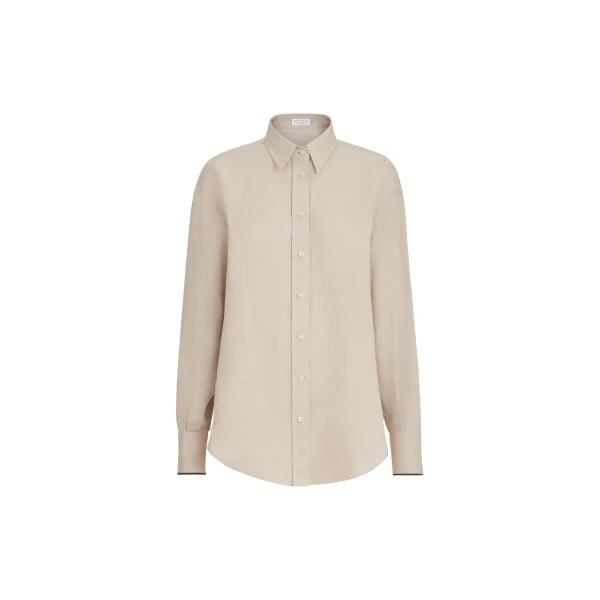 Linen shirt with monili in Beige