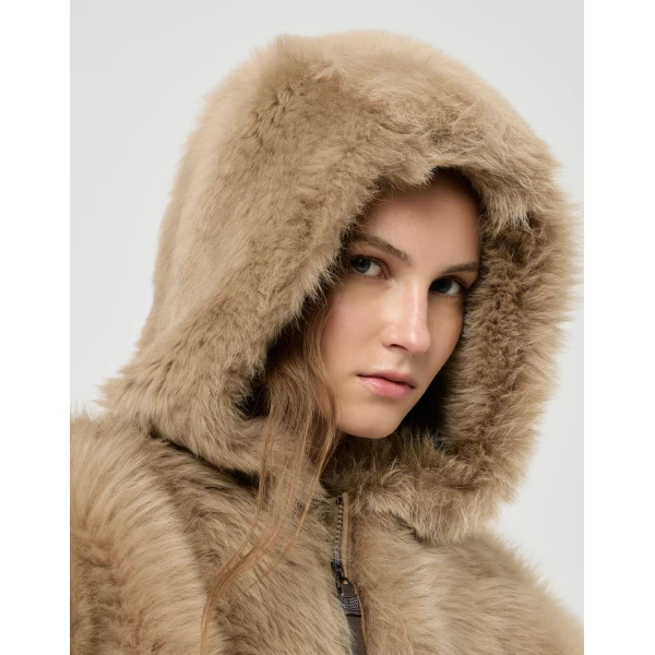 Brunello Cucinelli Lux shearling outerwear jacket in Honey, view 4 | Shearling Jackets | Coveti