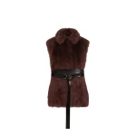 Brunello Cucinelli Lux shearling vest with belt in Burgundy