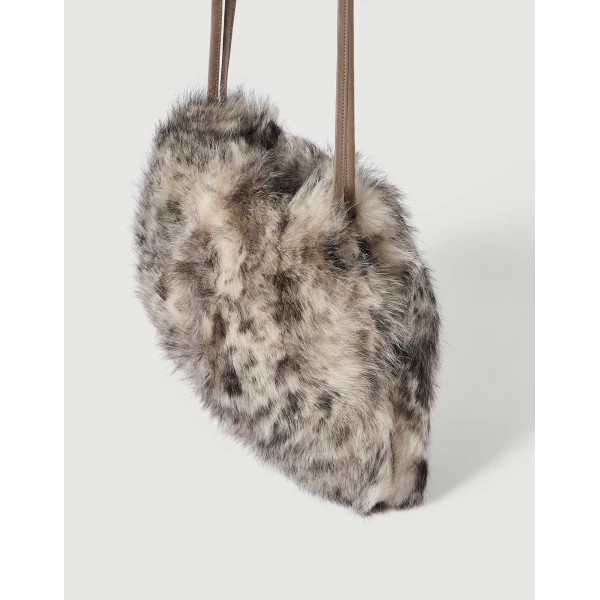 Lynx-effect pouch bag in Beige - Image 3