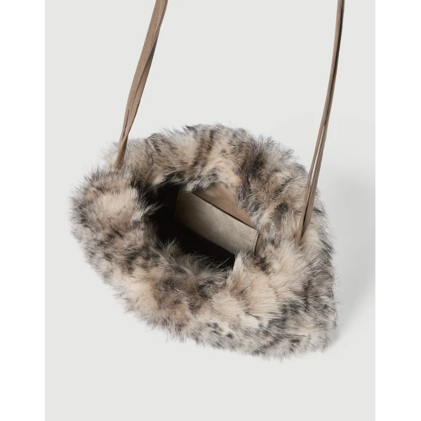 Lynx-effect pouch bag in Beige - Image 5