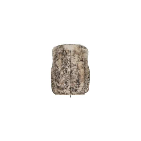 Lynx-effect shearling reversible vest in Light Brown
