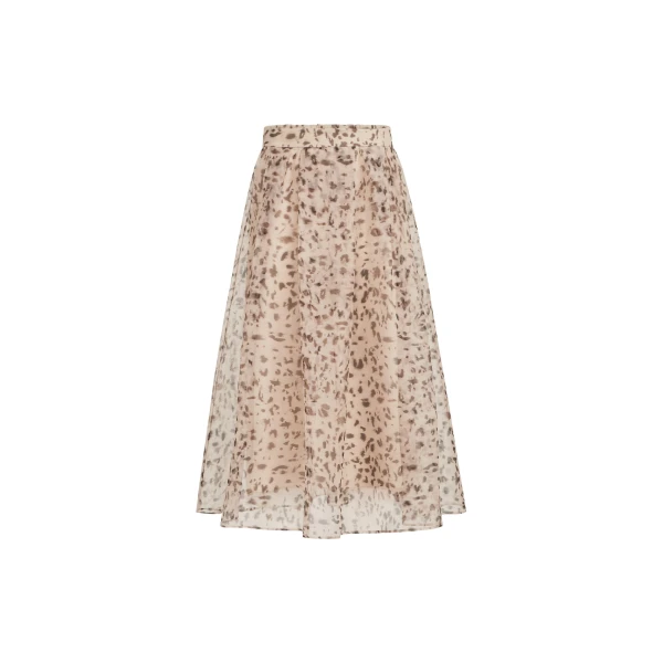 Lynx print organza skirt in Beige