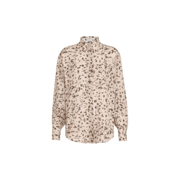 Brunello Cucinelli Lynx print pongee shirt in Beige