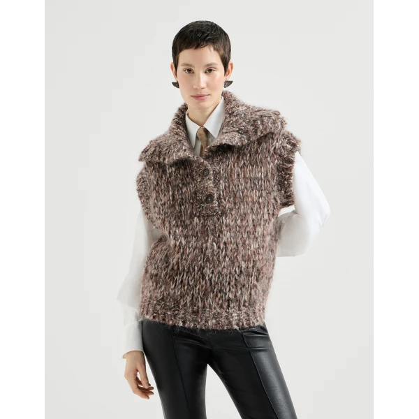Malfilé mohair sweater vest in Bark - Image 2