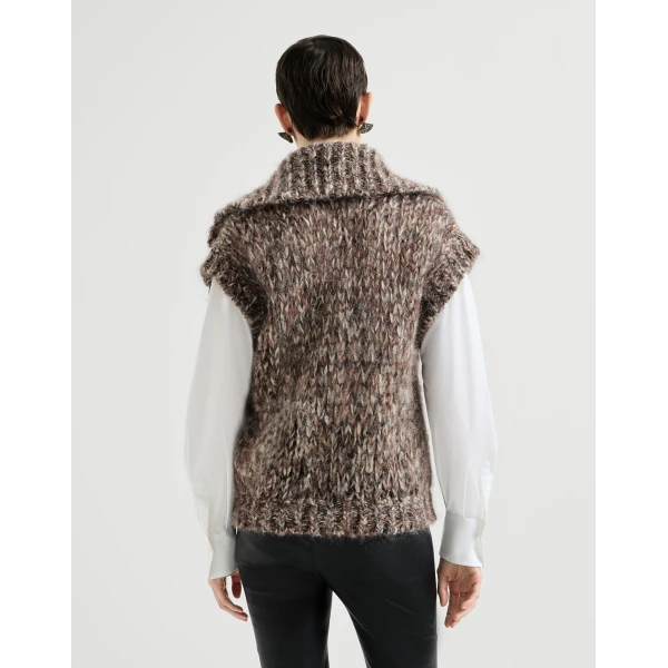 Malfilé mohair sweater vest in Bark - Image 3