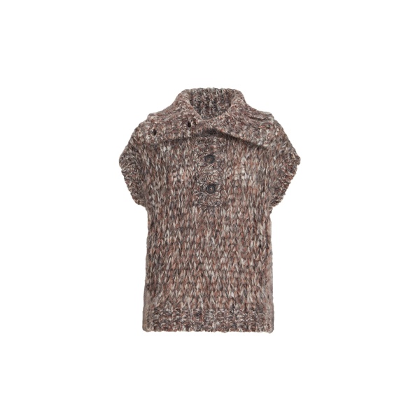 Brunello Cucinelli Malfilé mohair sweater vest in Bark