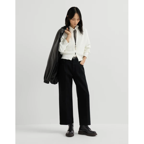 Matte calfskin and flannel boots in Black - Image 6