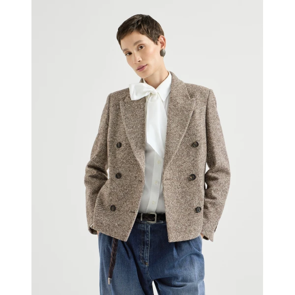 Brunello Cucinelli Mélange diagonal blazer in Brown