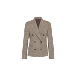 Brunello Cucinelli Mélange diagonal blazer in Brown
